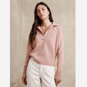 Banana Republic Luna Cashmere Sweater Polo Shirt Blush Pink